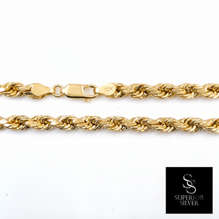 10K yellow gold 4.0mm rope chain close-up