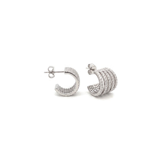 Five-row stacked moissanite half hoop earrings in sterling silver
