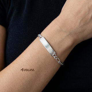 4mm Flat Figaro ID Bracelet in Sterling Silver worn on the wrist