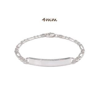 4mm Flat Figaro ID Bracelet in Sterling Silver