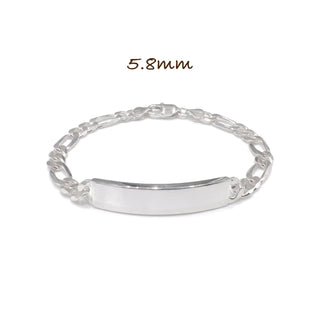 5.8mm Flat Figaro ID Bracelet in Sterling Silver