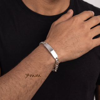 7mm Flat Figaro ID Bracelet in Sterling Silver worn on the wrist