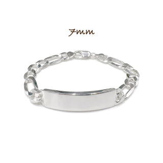 7mm Flat Figaro ID Bracelet in Sterling Silver