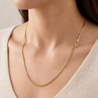 Flat Franco Chain 14kt Yellow Gold over 925 Sterling Silver 24inch 2.72mm on model