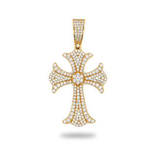 Flared Fleur Cross Moissanite Pendant | 925 Sterling Silver or Gold Vermeil view 4
