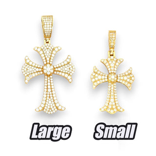 Flared Fleur Cross Moissanite Pendant | 925 Sterling Silver or Gold Vermeil view 7
