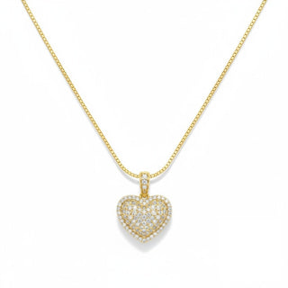 .6ct Flooded Puffy Heart with Halo Border Moissanite Pendant view 2