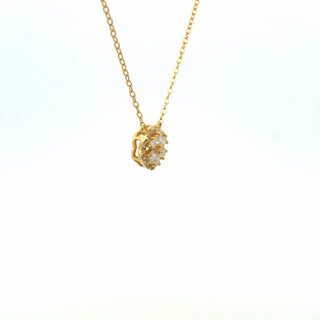 Four-leaf clover cluster moissanite necklace in yellow gold vermeil over sterling silver