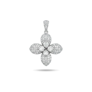 1.5ct Four-Petal Flower with Round Cluster Center Moissanite Pendant view 3