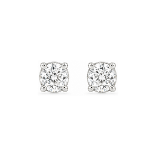 Four Prong Round Solitaire Moissanite Stud Earrings in sterling silver