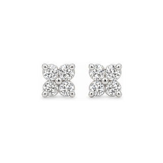 Four-stone clover moissanite stud earrings in sterling silver