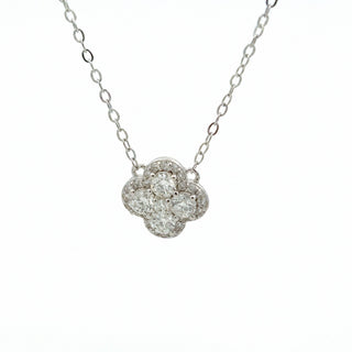 Four-stone pavé clover moissanite necklace in sterling silver
