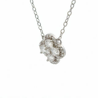 Four-stone pavé clover moissanite necklace in sterling silver, view 2