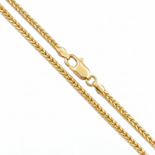 Superior Silver 20-inch Franco link chain in 14kt yellow gold over 925 sterling silver with a lobster clasp