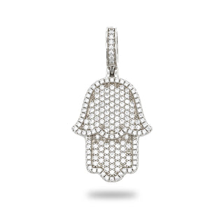 Full pavé hamsa hand moissanite pendant in sterling silver