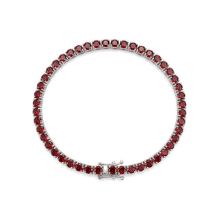 Round Cut Garnet Tennis Bracelet in Sterling Silver