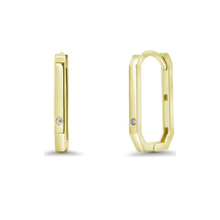Geometric Rectangle Moissanite Hoop Earrings in yellow gold over sterling silver
