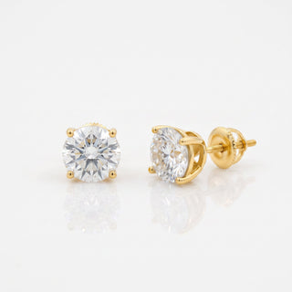 Gold vermeil 8mm round moissanite solitaire stud earrings, hero