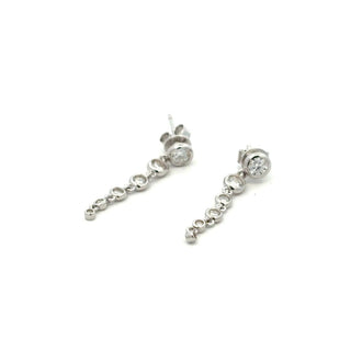 Graduated bezel line moissanite drop earrings in sterling silver