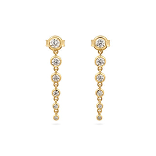 Graduated bezel line moissanite drop earrings in yellow gold vermeil over sterling silver