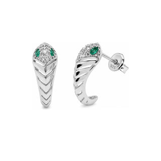 Green-Eyed Chevron Snake Moissanite Earrings in sterling silver