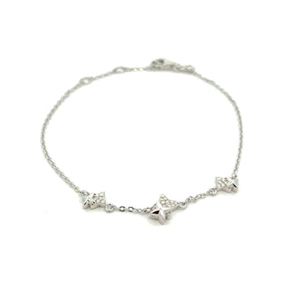 Half-Pavé Star Station Moissanite Bracelet in Sterling Silver