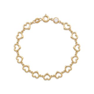 Heart Link Bracelet 10K Yellow Gold 7.5inch/8.5mm