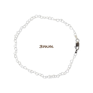 3mm Heart Bracelet in Sterling Silver