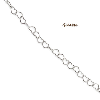 4mm Heart Bracelet in Sterling Silver, close-up