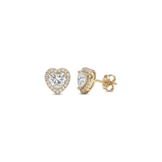 Heart Shaped Halo Moissanite Stud Earrings in Sterling Silver view 3