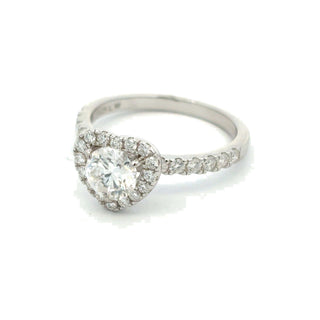 Heart-Shaped halo with round center moissanite ring in sterling silver