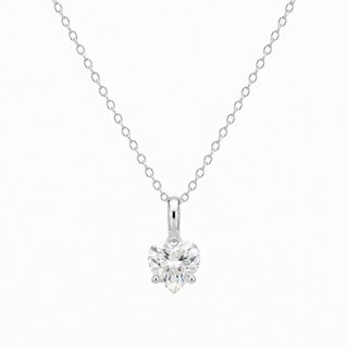 Heart Solitaire Drop Moissanite Necklace in sterling silver