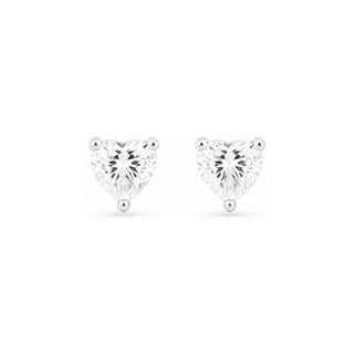 Heart Solitaire Moissanite Stud Earrings in sterling silver