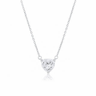 Heart Solitaire Station Moissanite Necklace in sterling silver