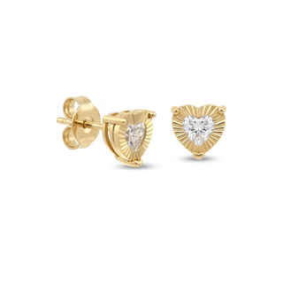 Heart sunburst moissanite earrings in yellow gold vermeil