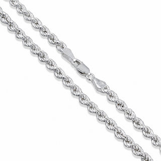 Superior Silver 4mm rope chain necklace crafted from polished 925 sterling silver with a secure lobster clasp.