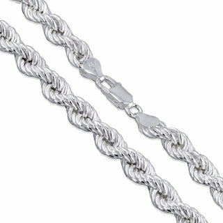 Superior Silver 8mm rope chain necklace crafted from polished 925 sterling silver with a secure lobster clasp
