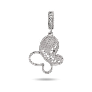 Honeycomb Pavé Butterfly Moissanite Pendant in sterling silver