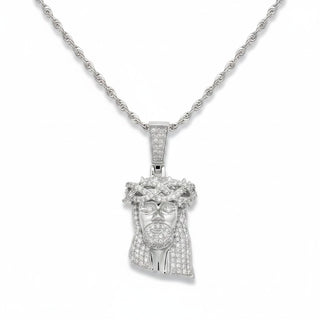 Iced Jesus Moissanite Pendant in sterling silver, view 3