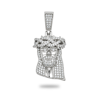Iced Jesus Moissanite Pendant in sterling silver, view 1
