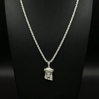 Iced Jesus Moissanite Pendant in sterling silver, view 6