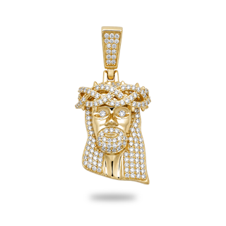 Iced Jesus Moissanite Pendant in gold vermeil, view 2