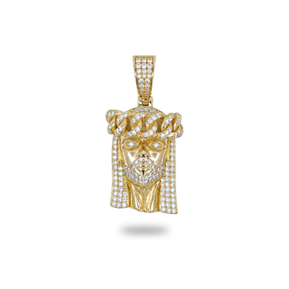 Iced-Out Jesus Piece Moissanite Pendant in gold vermeil, view 1