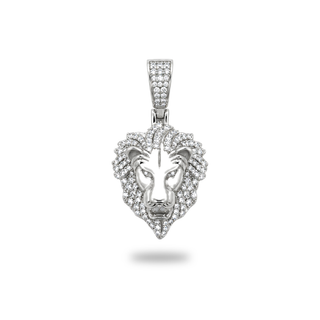 Iced-Out Lion Head Moissanite Pendant in sterling silver, view 2