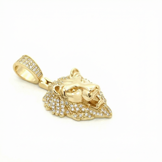 Iced-Out Lion Head Moissanite Pendant in sterling silver, view 3