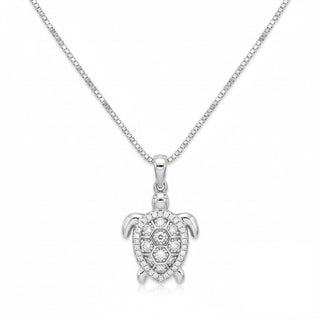 Iced-Out Sea Turtle Moissanite Pendant in sterling silver, view 3