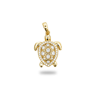 Iced-Out Sea Turtle Moissanite Pendant in gold vermeil, view 1