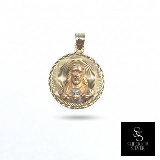 Jesus and Mother Mary double-sided 14K Yellow Gold Pendant, back side