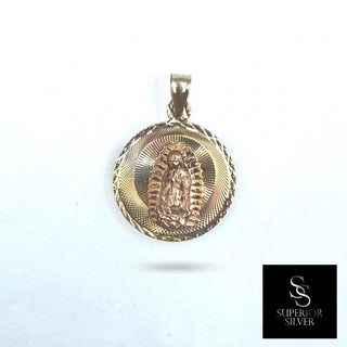 Jesus and Mother Mary double-sided 14K Yellow Gold Pendant, front side