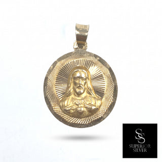 Jesus and Mother Mary double-sided 14K Yellow Gold Pendant, back side